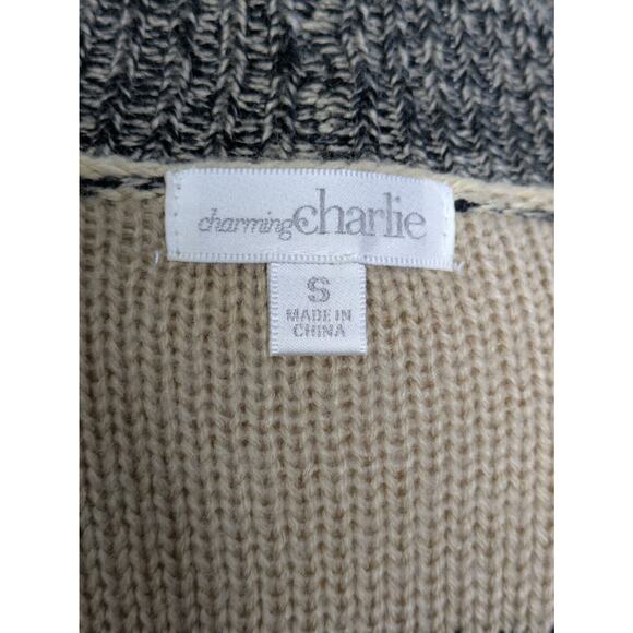 Charming Charlie Beige Size Small Open Cardigan Black Beige Long Sleeve - Picture 6 of 8